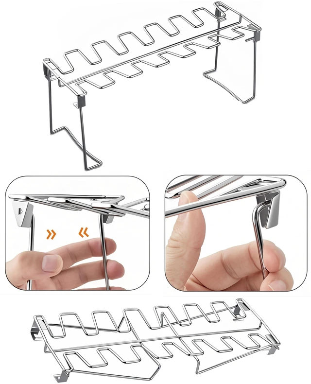 Alt view image 7 of 7 - Chicken Leg Rack for Grill 14 Slots - 2 Pcs Set for Smoker Oven BBQ | Professional Grade Stainless Steel Chicken Drumstick Holder, Easy to Use & Clean