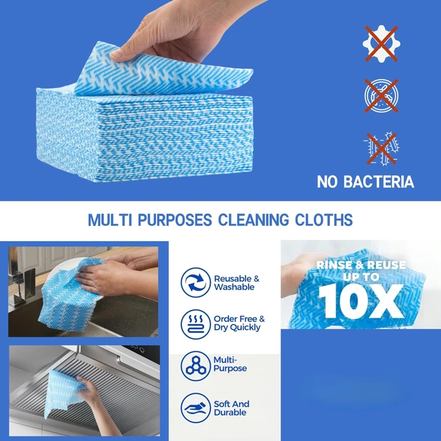 Alt view image 7 of 7 - Reusable Cleaning Towels, Multi-Purpose Handy Towel, Blue Handi Wipe Reusable Cloths, Disposabel Dry Kitchen Wipes, Dish Cloths, Durable, Absoebent,Dry Quickly, 50 Count