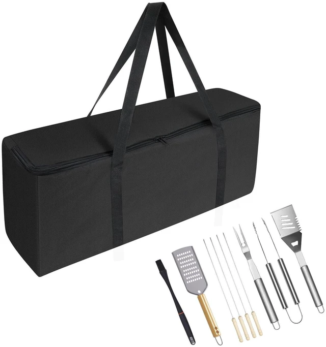 Main image of BBQ Tool Storage Bag, Heavy Duty Tools Bag, 600D Oxford Cloth, Outdoor Grill Accessories Bag for Camping Picnic Trip (22X5X8Inch)