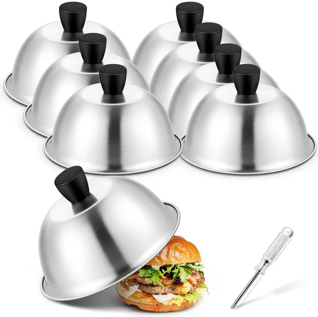 Main image of 3PCS Griddle Basting Covers (6in), Melting Dome Barbecue Tool Sets | Small Stainless Steel Cheese Melt Lid Food Cover for Blackstone Flattop Grill, Outdoor Grilling Cooking, Dishwasher Safe