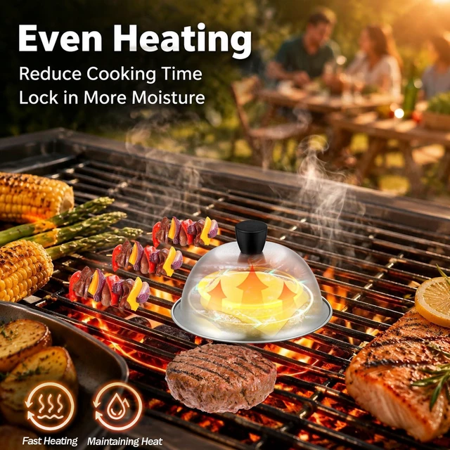 Alt view image 4 of 7 - 3PCS Griddle Basting Covers (6in), Melting Dome Barbecue Tool Sets | Small Stainless Steel Cheese Melt Lid Food Cover for Blackstone Flattop Grill, Outdoor Grilling Cooking, Dishwasher Safe