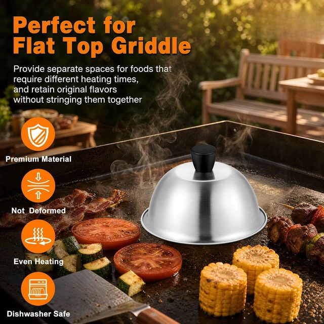 Alt view image 3 of 7 - 3PCS Griddle Basting Covers (6in), Melting Dome Barbecue Tool Sets | Small Stainless Steel Cheese Melt Lid Food Cover for Blackstone Flattop Grill, Outdoor Grilling Cooking, Dishwasher Safe