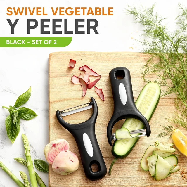Alt view image 2 of 7 - Set of 2 Stainless Steel Y Shaped Vegetable Peeler for Kitchen | Heavy Duty Potato Peeler with Ultra Sharp Blades & Soft Grip Handle for Apple, Carrot, Cucumber, Veggie, Fruit, Citrus