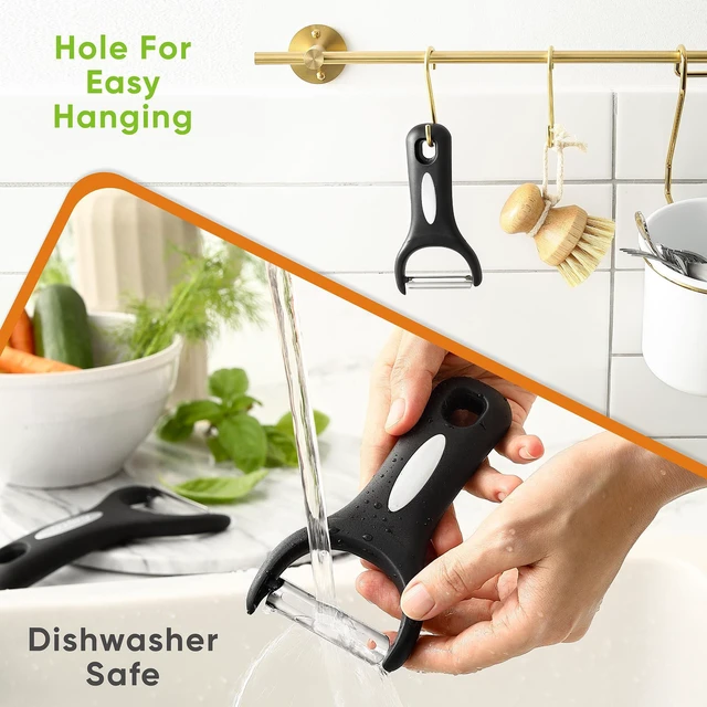 Alt view image 7 of 7 - Set of 2 Stainless Steel Y Shaped Vegetable Peeler for Kitchen | Heavy Duty Potato Peeler with Ultra Sharp Blades & Soft Grip Handle for Apple, Carrot, Cucumber, Veggie, Fruit, Citrus