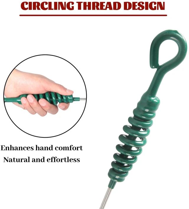 Alt view image 3 of 6 - 18 Inch BBQ Ash Tool, kamado Joe Charcoal Smoker Wood Burning Stove ash Rake Grilling Accessories, Green Threaded Handle Charcoal Garden Tools Grill Cleaning Tools
