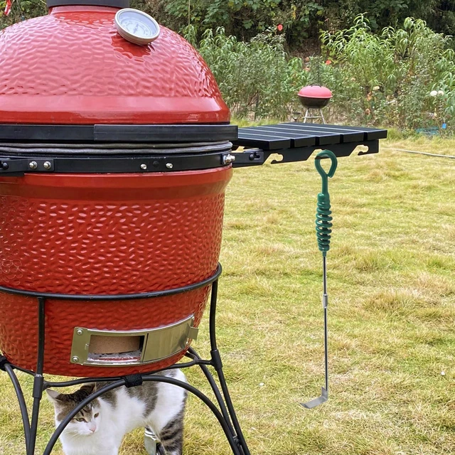 Alt view image 6 of 6 - 18 Inch BBQ Ash Tool, kamado Joe Charcoal Smoker Wood Burning Stove ash Rake Grilling Accessories, Green Threaded Handle Charcoal Garden Tools Grill Cleaning Tools
