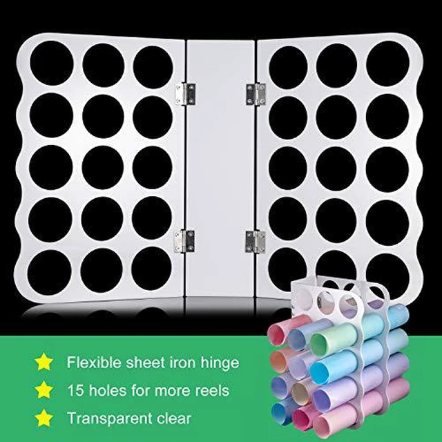 Alt view image 3 of 7 - Vinyl Storage Rack Acrylic 15 Holes Vinyl Roll Holder Craft Paper Storage Organizer Aperture 2 Inch Multiple Display Stand for Craft Room Home Office School, 12 x 7.8 Inch(White)