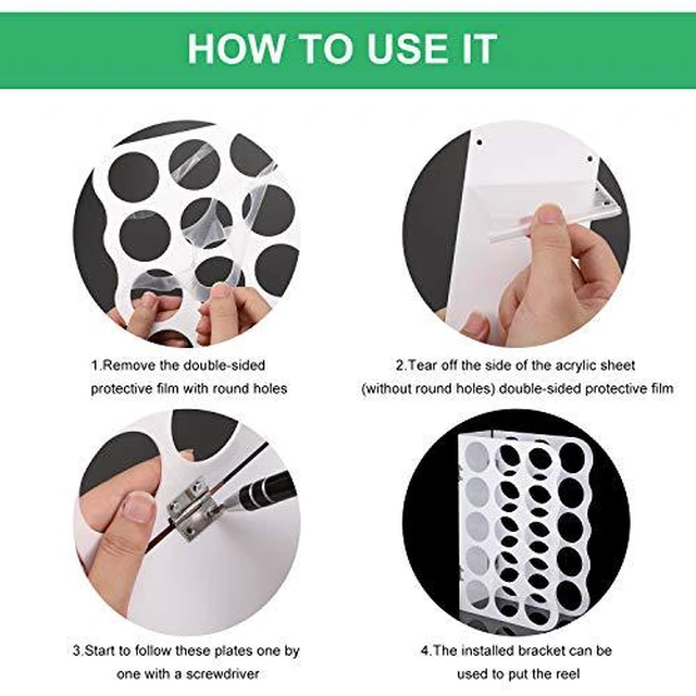 Alt view image 4 of 7 - Vinyl Storage Rack Acrylic 15 Holes Vinyl Roll Holder Craft Paper Storage Organizer Aperture 2 Inch Multiple Display Stand for Craft Room Home Office School, 12 x 7.8 Inch(White)
