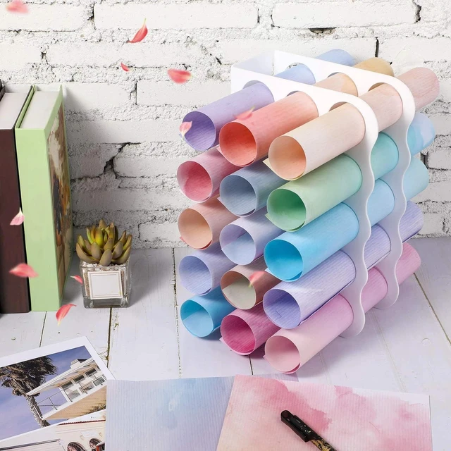 Alt view image 6 of 7 - Vinyl Storage Rack Acrylic 15 Holes Vinyl Roll Holder Craft Paper Storage Organizer Aperture 2 Inch Multiple Display Stand for Craft Room Home Office School, 12 x 7.8 Inch(White)
