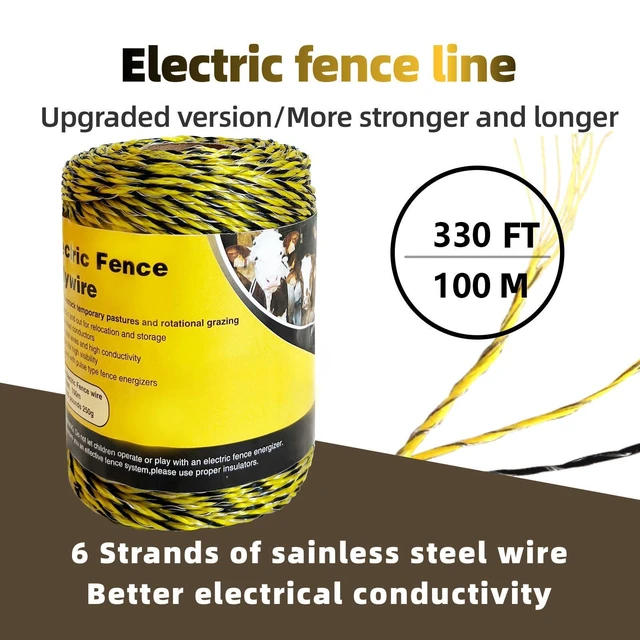 Alt view image 2 of 6 - Upgraded Electric Fence Polywire 330 Feet100 Meter6 Stainless Steel Strands for Reliable Conductivity and Rust ResistancePortable Electric Fence Rope
