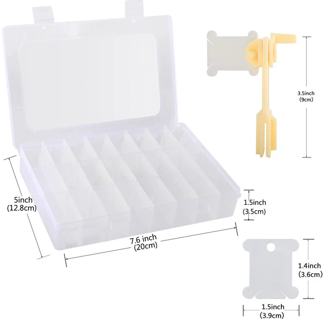 Alt view image 2 of 7 - Embroidery Floss Organizer, Cross Stitch Thread Storage Box Tools - Bobbin Winder, 1 Removable 24 Compartments with 40 Hard Plastic Floss Bobbins and Stickers for Craft DIY Embroidery Sewing Storage