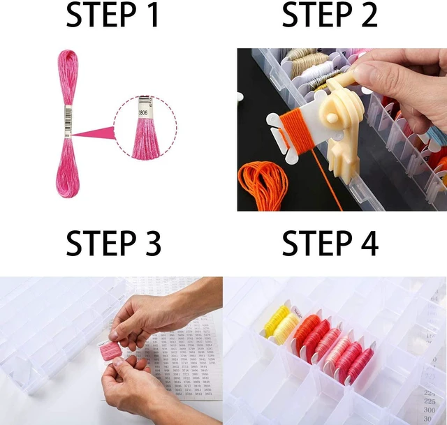 Alt view image 4 of 7 - Embroidery Floss Organizer, Cross Stitch Thread Storage Box Tools - Bobbin Winder, 1 Removable 24 Compartments with 40 Hard Plastic Floss Bobbins and Stickers for Craft DIY Embroidery Sewing Storage