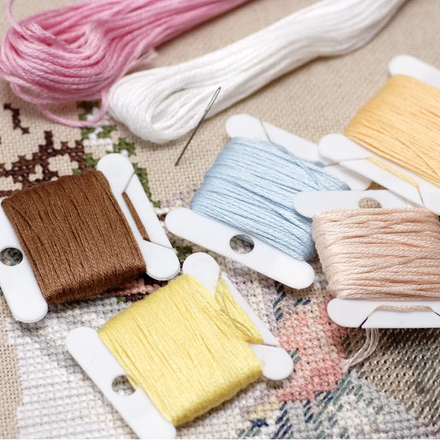 Alt view image 5 of 7 - Embroidery Floss Organizer, Cross Stitch Thread Storage Box Tools - Bobbin Winder, 1 Removable 24 Compartments with 40 Hard Plastic Floss Bobbins and Stickers for Craft DIY Embroidery Sewing Storage