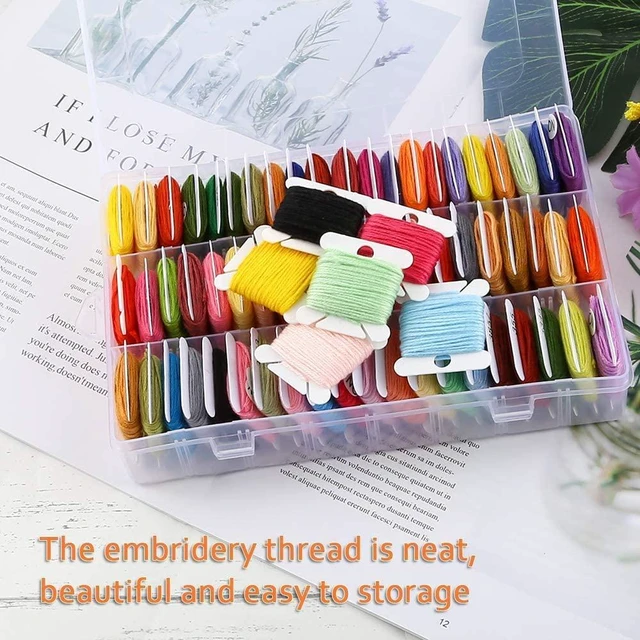 Alt view image 6 of 7 - Embroidery Floss Organizer, Cross Stitch Thread Storage Box Tools - Bobbin Winder, 1 Removable 24 Compartments with 40 Hard Plastic Floss Bobbins and Stickers for Craft DIY Embroidery Sewing Storage
