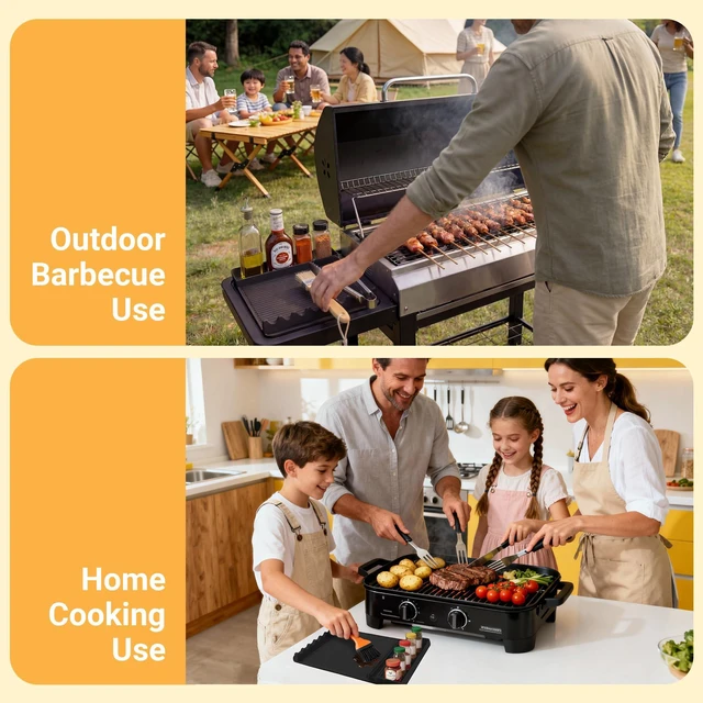 Alt view image 7 of 7 - Silicone Grill Mat for Blackstone Griddles & Outdoor Grills - Heat Resistant (450°F) Countertop Protector, Non-Slip Tool Organizer & Grease Catcher, 16x11.5 Inch(Black)