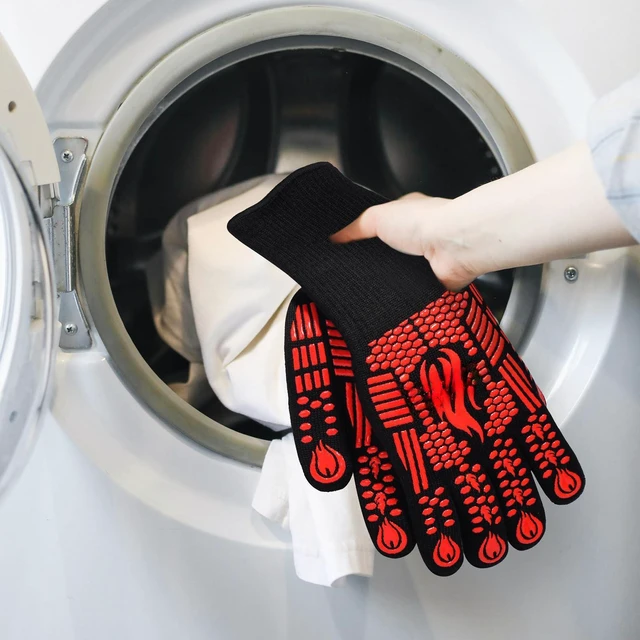 Alt view image 6 of 6 - BBQ Gloves, 1472°F Heat Resistant with Silicone Grip Oven Mitts | Non-Slip Grip, for BBQ, Grilling, Oven, Smoker, Cooking and Baking