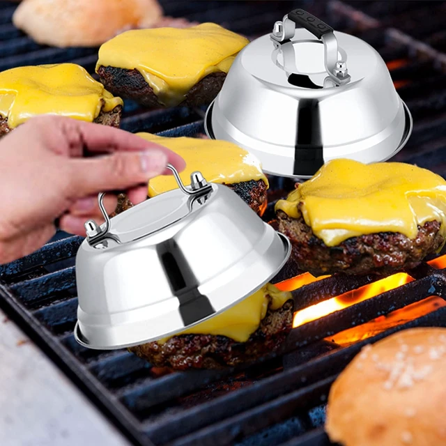 Alt view image 5 of 7 - 6.5IN Stainless Steel Griddle Basting Cover Dome, 3 Pack | Commercial Heavy Duty Metal Round Cheese Melting Dome For Griddle, BBQ Food Steamer Cover Lid For Flat Top Grill