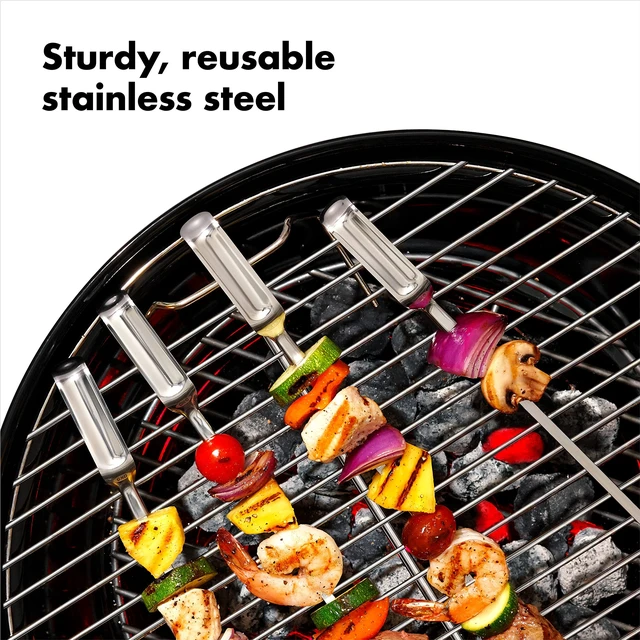 Alt view image 3 of 7 - Outdoor Grilling Skewers | Sturdy Stainless Steel, Angled Handles, Compact Nesting Storage, Ideal for Kebabs and Grilling Vegetables