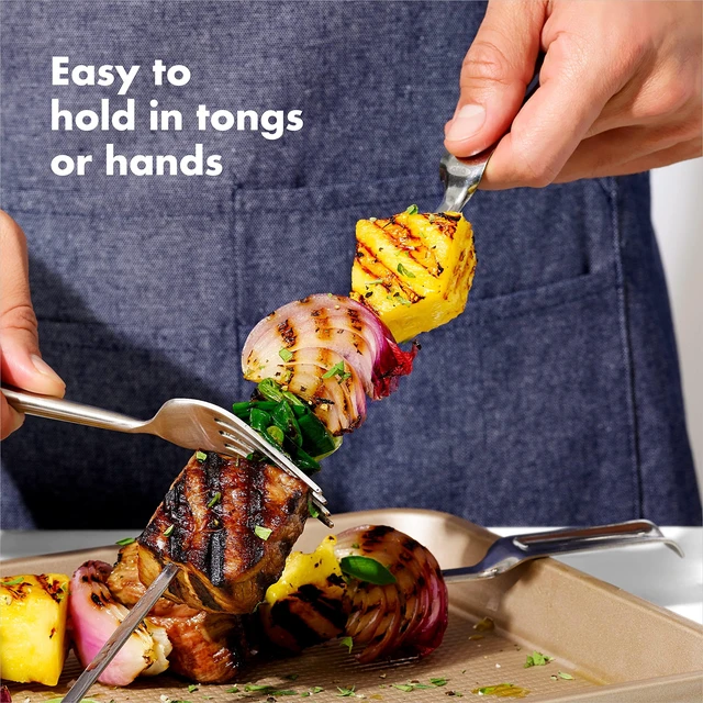 Alt view image 7 of 7 - Outdoor Grilling Skewers | Sturdy Stainless Steel, Angled Handles, Compact Nesting Storage, Ideal for Kebabs and Grilling Vegetables