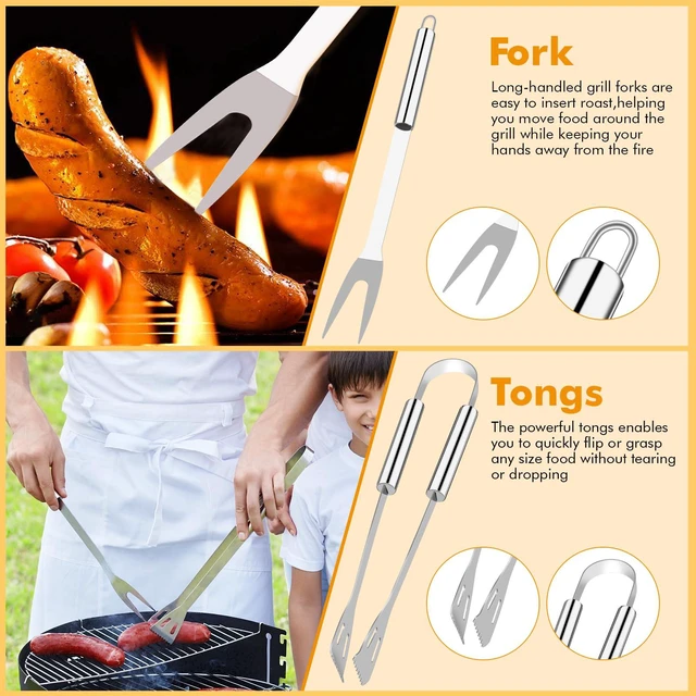 Alt view image 3 of 7 - Grill Utensils Set,15 Pcs Stainless Steel BBQ Accessories Set, Portable Professional Grill Tool, Perfect Grill Kit Gift for Outdoor with Bag