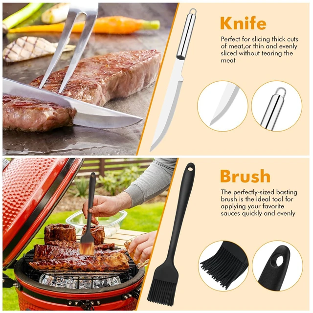 Alt view image 4 of 7 - Grill Utensils Set,15 Pcs Stainless Steel BBQ Accessories Set, Portable Professional Grill Tool, Perfect Grill Kit Gift for Outdoor with Bag