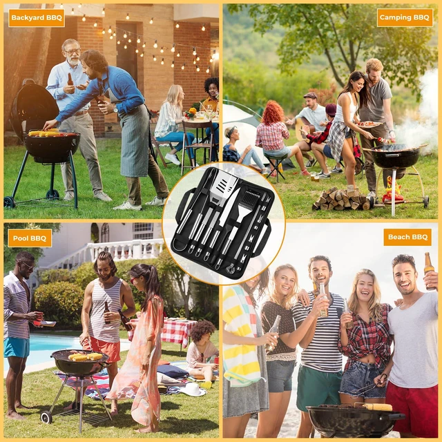 Alt view image 7 of 7 - Grill Utensils Set,15 Pcs Stainless Steel BBQ Accessories Set, Portable Professional Grill Tool, Perfect Grill Kit Gift for Outdoor with Bag