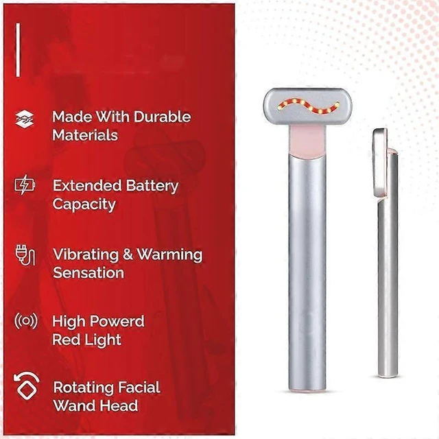 Alt view image 8 of 10 - Ecocleanpath CHRONUS Silver Handheld LED Red Light Therapy Facial Device with Vibration Massage for Face & Neck