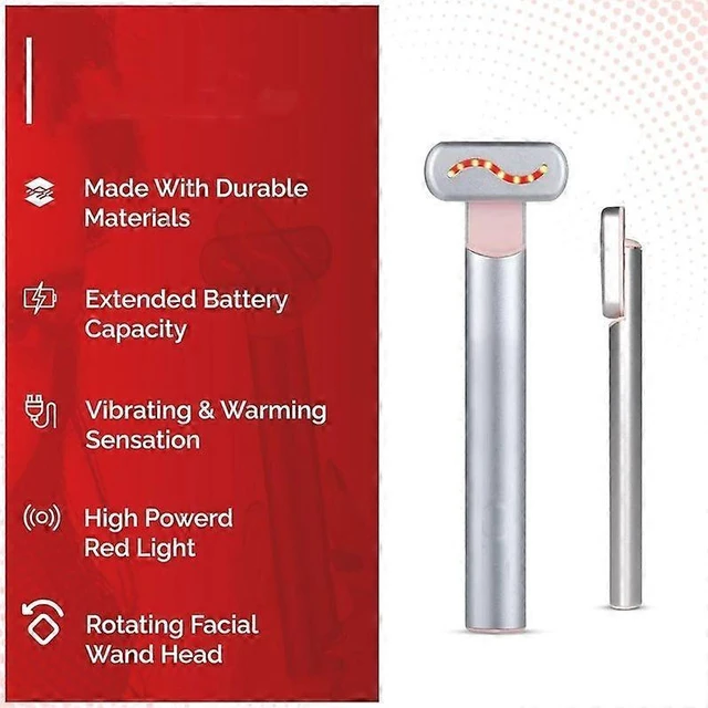 Alt view image 8 of 10 - Ecocleanpath CHRONUS Rose Red Light Therapy Facial Wand - 3-in-1 Vibration Massage & Warmth for Face & Neck