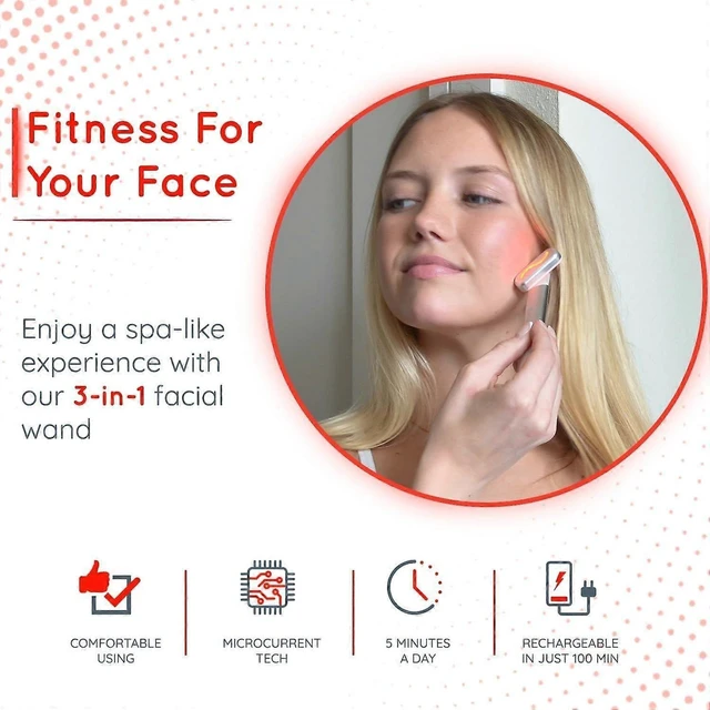 Alt view image 7 of 10 - Ecocleanpath CHRONUS Rose Red Light Therapy Facial Wand - 3-in-1 Vibration Massage & Warmth for Face & Neck