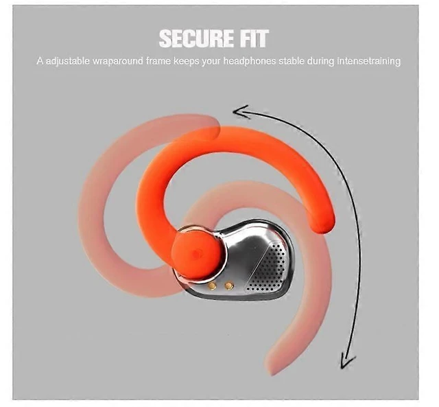 Alt view image 9 of 10 - Earless Open Ear Bluetooth Headphones, 40H Play, Sweatproof, Secure Fit Wireless Earbuds (Red)