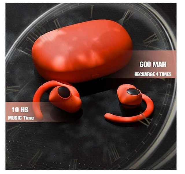 Alt view image 10 of 10 - Earless Open Ear Bluetooth Headphones, 40H Play, Sweatproof, Secure Fit Wireless Earbuds (Red)
