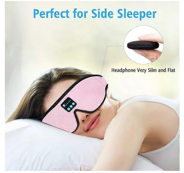 Alt view image 9 of 10 - Bluetooth Sleep Headband with Eye Mask, Wireless Music Earbuds for Side Sleepers, Yoga, Insomnia Relief (Pink)
