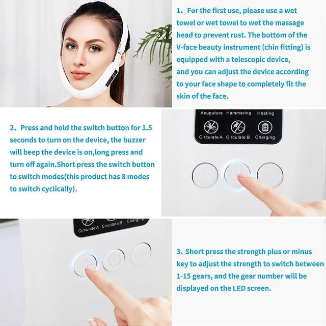 Alt view image 10 of 10 - Ecocleanpath V Face Beauty Device, 8 Modes & 15 Levels Double Chin Reducer for Women - Facial Lifting Massager