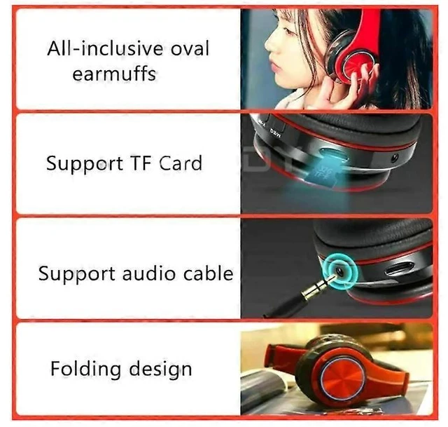 Alt view image 8 of 10 - T39 Foldable Wireless Gaming Headset - Bluetooth, 20H Battery, Lightweight Over-Ear Headphones with Mic (Black)