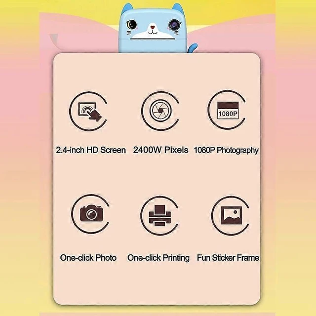 Alt view image 7 of 10 - Ecocleanpath A21 Kids Instant Print Camera with Dual Lens, 1080P HD Video & Free 32GB Card - Pink