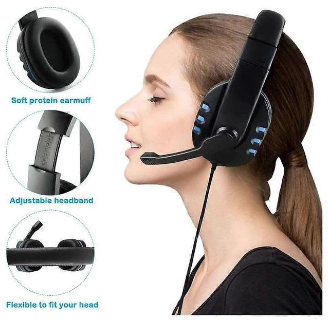 Alt view image 9 of 10 - 3.5mm Gaming Headset with Mic, Over-Ear Noise Isolating Headphones, Volume Control, Compatible with PC, PS4, Xbox One (Black)
