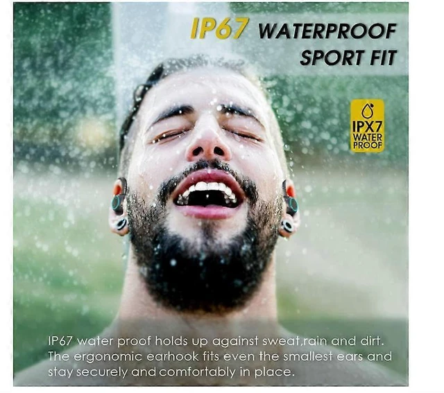 Alt view image 10 of 10 - Sport Wireless Earbuds Bluetooth 5.1, IPX7 Waterproof Over-Ear Running Headphones with 30H Playtime & Dual Mic (Black)