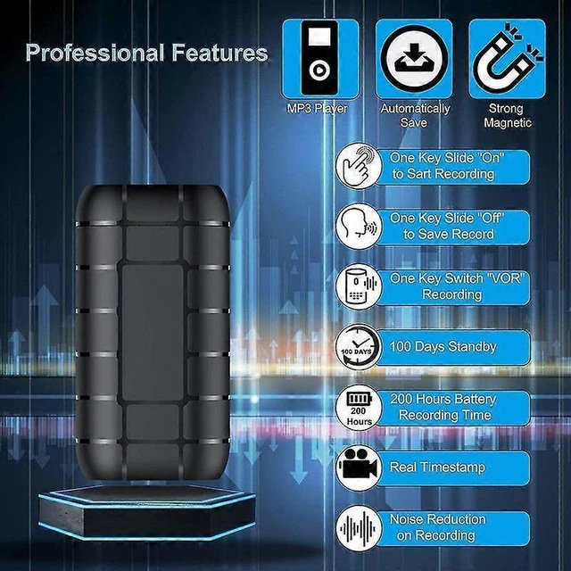Alt view image 8 of 10 - Ecocleanpath B800LI1103H1 Mini Voice Recorder with Magnetic Base, 200H Record & VOR Mode