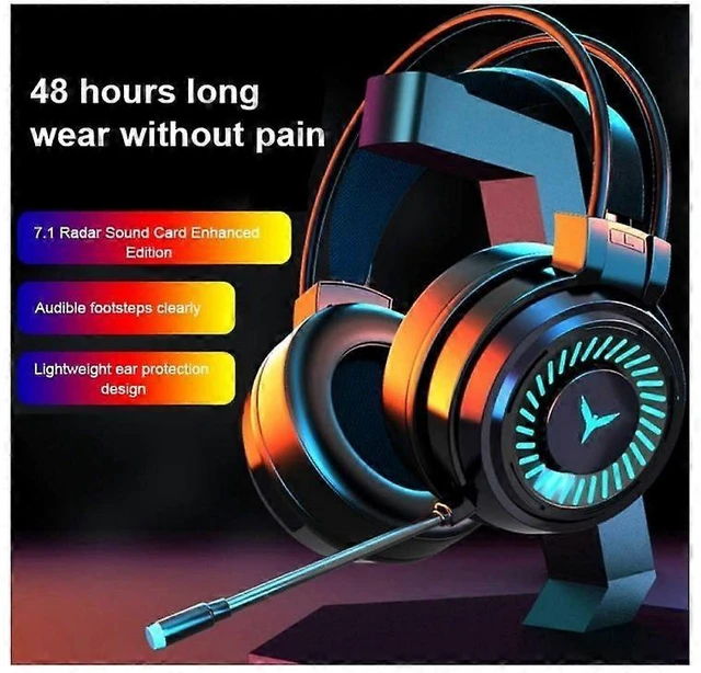 Alt view image 7 of 10 - G58 White Gaming Headset with LED Lights, Noise-Cancelling Mic, Wired Over-Ear Headphones for PC/Laptop