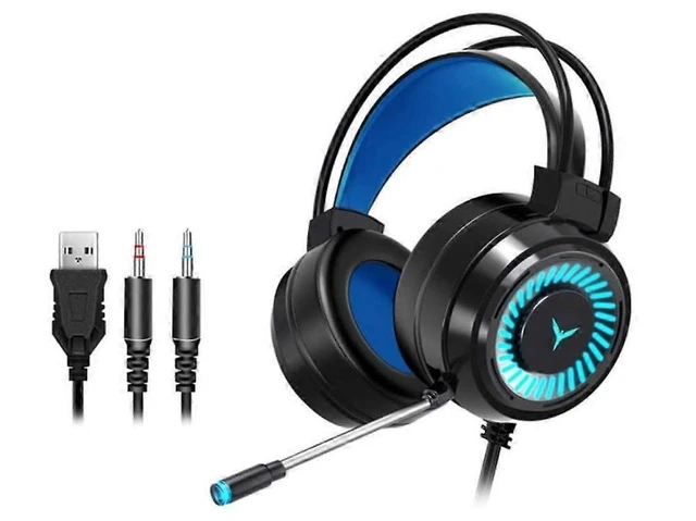 Alt view image 6 of 10 - G58 LED Gaming Headset with Mic, Over-Ear Wired Headphones, Noise-Cancelling & Bass for PC/Laptop (Black)