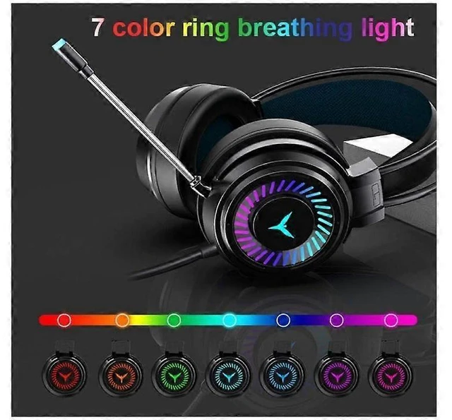 Alt view image 8 of 10 - G58 LED Gaming Headset with Mic, Over-Ear Wired Headphones, Noise-Cancelling & Bass for PC/Laptop (Black)