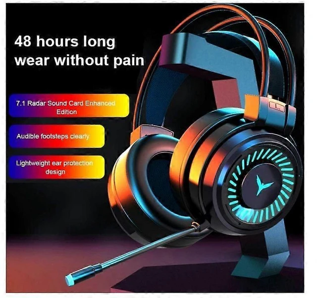 Alt view image 7 of 10 - G58 LED Gaming Headset with Mic, Over-Ear Wired Headphones, Noise-Cancelling & Bass for PC/Laptop (Black)