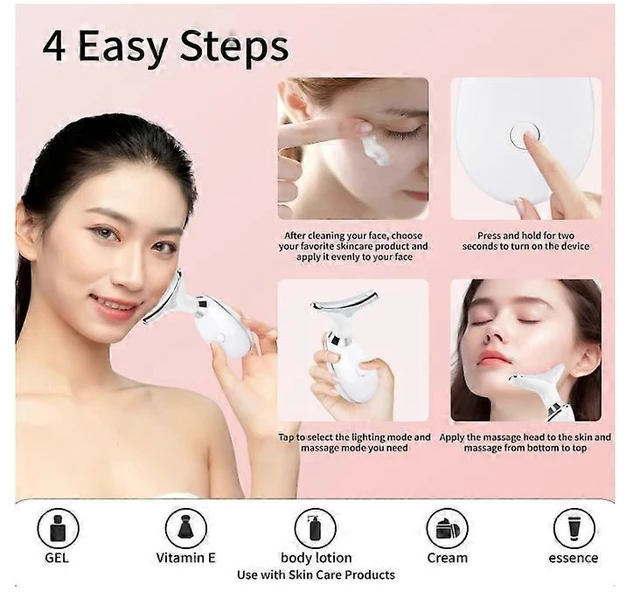 Alt view image 9 of 10 - Ecocleanpath Triple Action Neck & Face Lift Device with 3 Modes, Rechargeable, White | Home Spa Beauty Tool