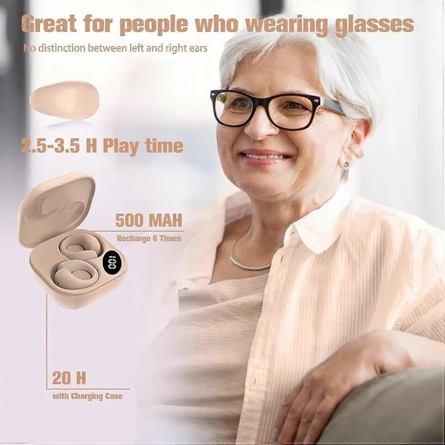 Alt view image 7 of 10 - Bluetooth 5.3 Open Ear Clip Bone Conduction Headphones, Wireless Sports Headset with LED Display & Noise Cancellation