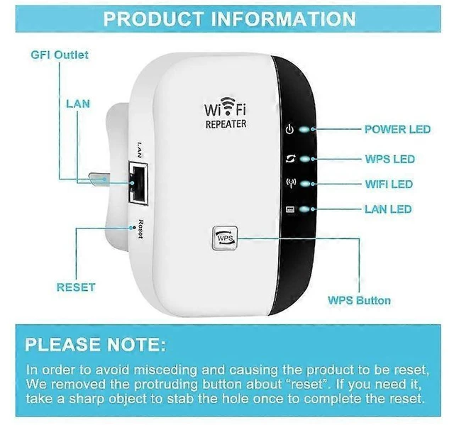 Alt view image 7 of 10 - Ecocleanpath White WiFi Extender Booster, 3650 Sq.ft Coverage for 45 Devices, Ethernet Port & Quick Setup