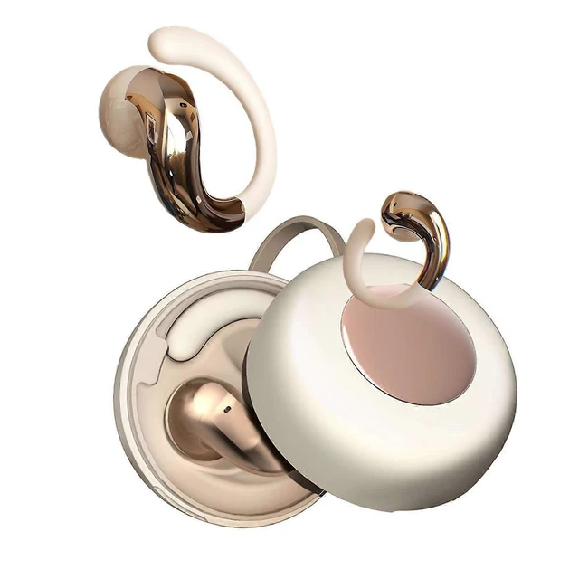 Alt view image 6 of 10 - Beige Bluetooth Ear Clip Earbuds with Ear Hook, 5H Playback & Sweatproof for iPhone/Android