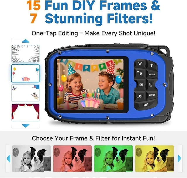 Alt view image 9 of 10 - Ecocleanpath Kids Waterproof Camera 48MP HD 32GB Yellow | No Case Needed, 17ft Depth, Floating Design