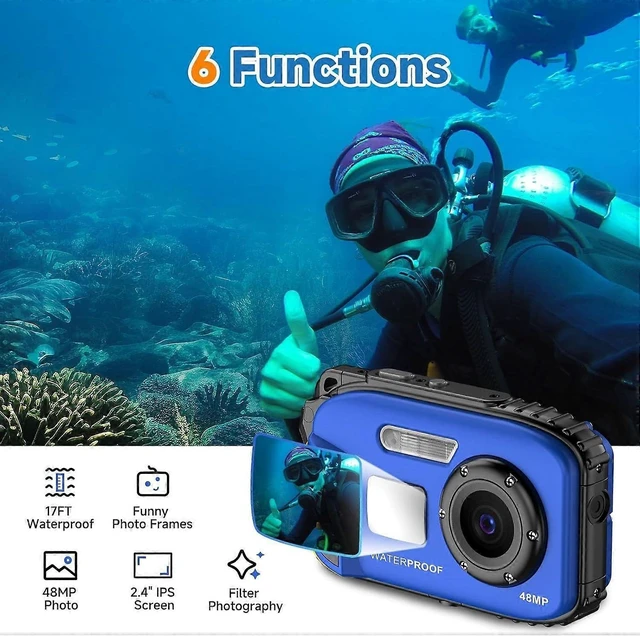 Alt view image 8 of 10 - Ecocleanpath Kids Waterproof Camera 48MP HD 32GB Yellow | No Case Needed, 17ft Depth, Floating Design