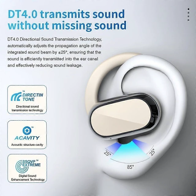 Alt view image 10 of 10 - DT4.0 Open-Ear Headphones, 360° Panoramic Sound, PX7 Waterproof, Air Conduction, No Sound Leakage (Black)