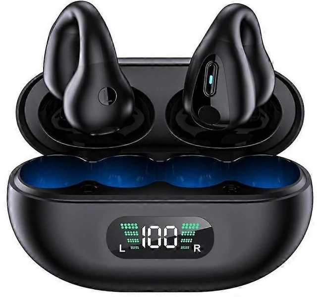 Alt view image 6 of 10 - 5.3 Wireless Open Ear Clip Headphones, Noise Canceling Sports Earbuds with Earhooks (Black)